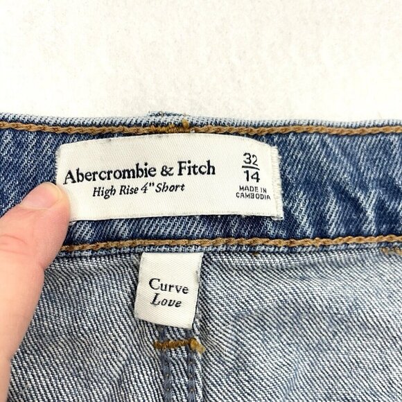 Abercrombie & Fitch Blue Distressed Denim Shorts - Picture 7 of 8